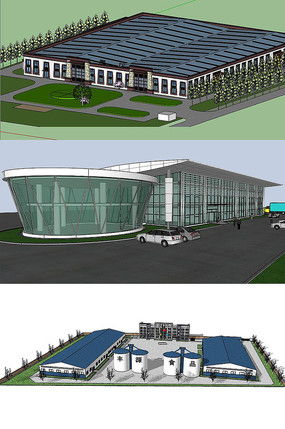 紅動中國 工廠建筑Su模型與7張?jiān)O(shè)計(jì)套圖賞析
